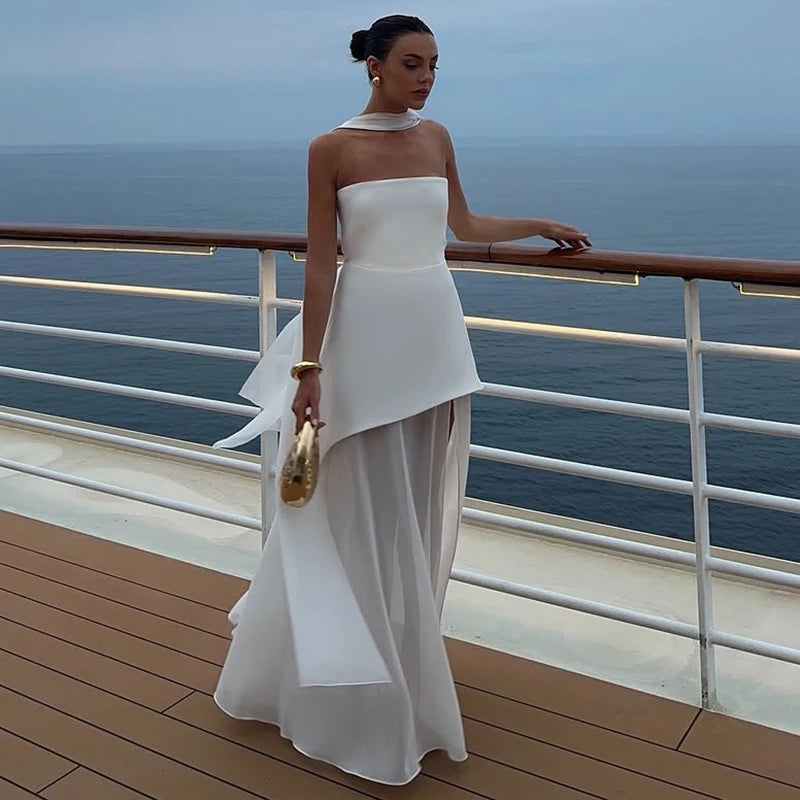 Laura - Strapless dress with ribbon