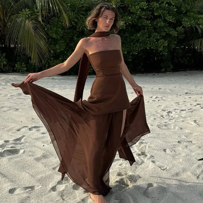 Laura - Strapless dress with ribbon